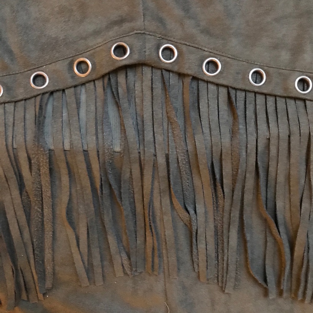 Lulumari Green Fringe Suede Romper, EUC, M - Picture 5 of 16